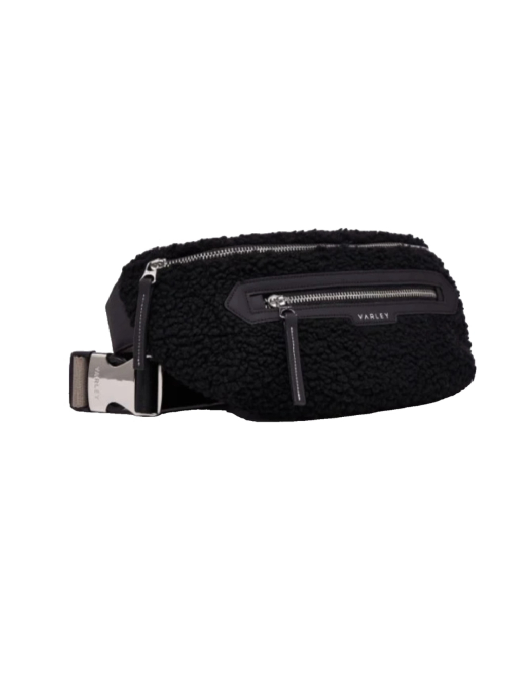 Varley Kansa Black Sherpa Belt Bag Plush Shearling Designer Comfort Boho Chic